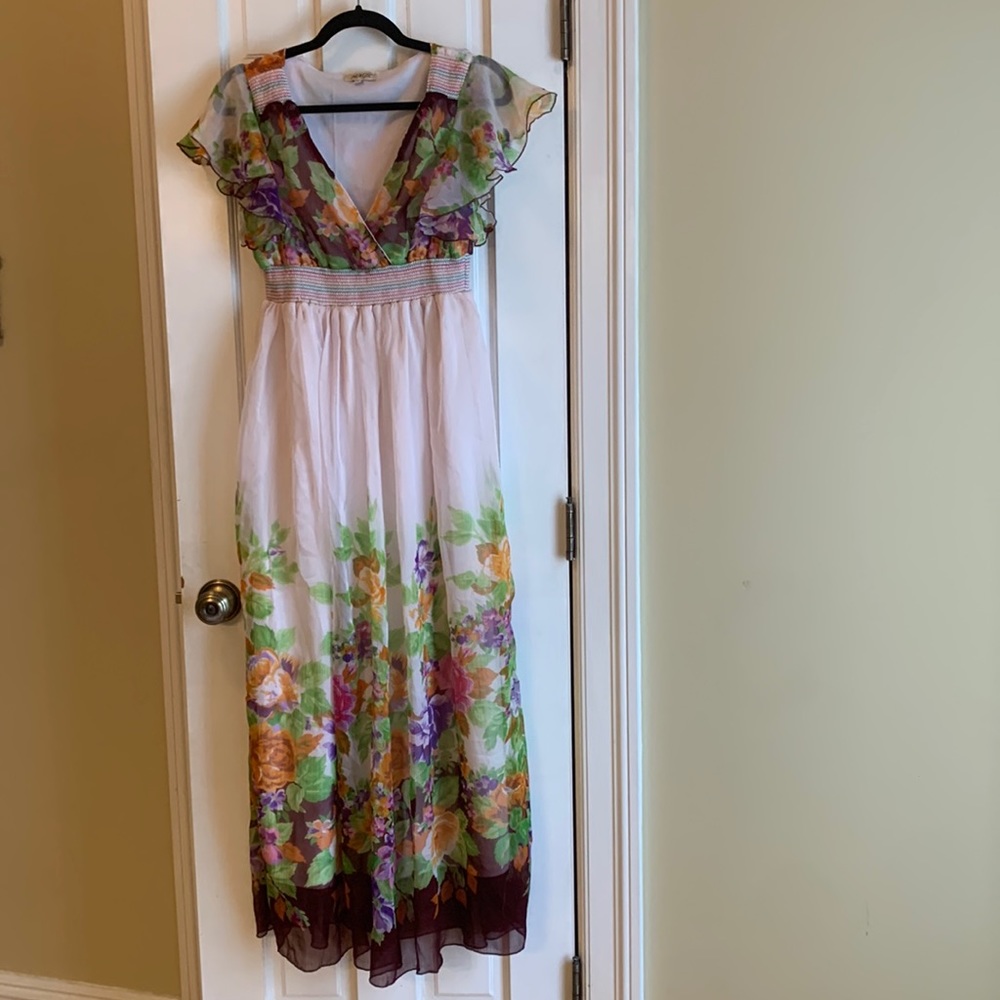 Sheer, layered, floral maxi-dress from Magic brand.
